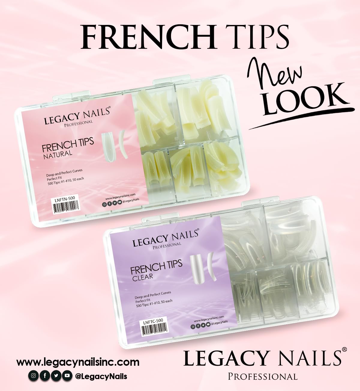 Legacy Nails Professional Nail Tips for Acrylic, Gel & Builder Gel - French & Clear Artificial Nails for Salon & DIY Manicures | Perfect for Nail Extensions, Overlays & Special Occasions