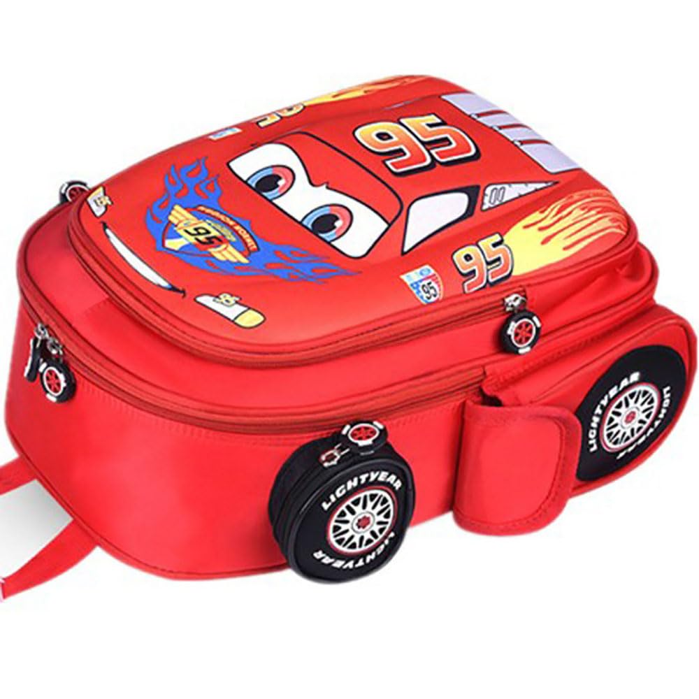 Waterproof Cartoon Truck Backpack for Toddler Boys & Girls - Durable Kids School Bag for Kindergarten, Daycare & Outdoor Activities (Red)
