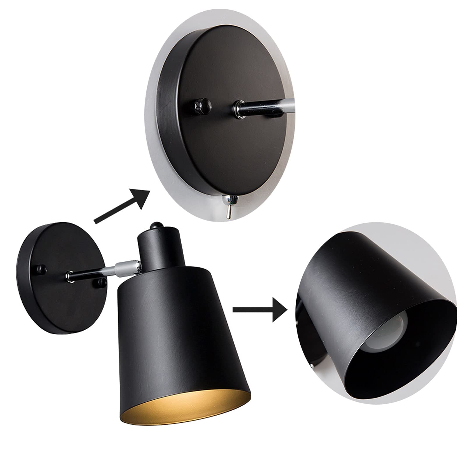 Adjustable Wall Sconce Plug-in Light - 10W 800LM Remote Control Wall Fixture with 6ft Cord - Set of 2 for Restaurant, Bedroom, Corridor & Nightstand Lighting | Perfect for Ambient Dining, Cozy Bedroom Accent & Hallway Illumination