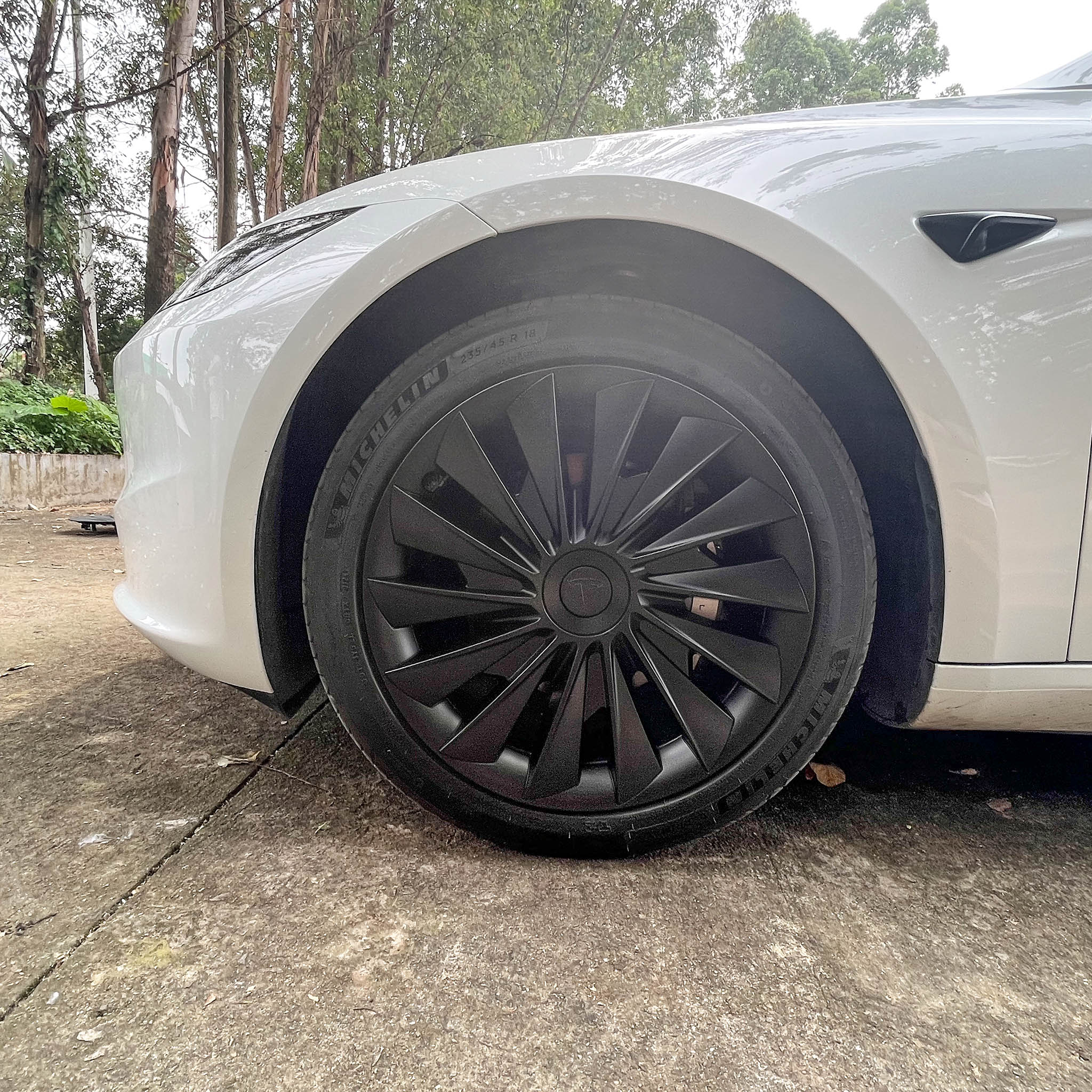 2024 Tesla Model 3 Highland 18'' Photon Wheel Hubcaps - Cyclone Style Design for Enhanced Aerodynamics | Perfect for Road Trips & Daily Commutes