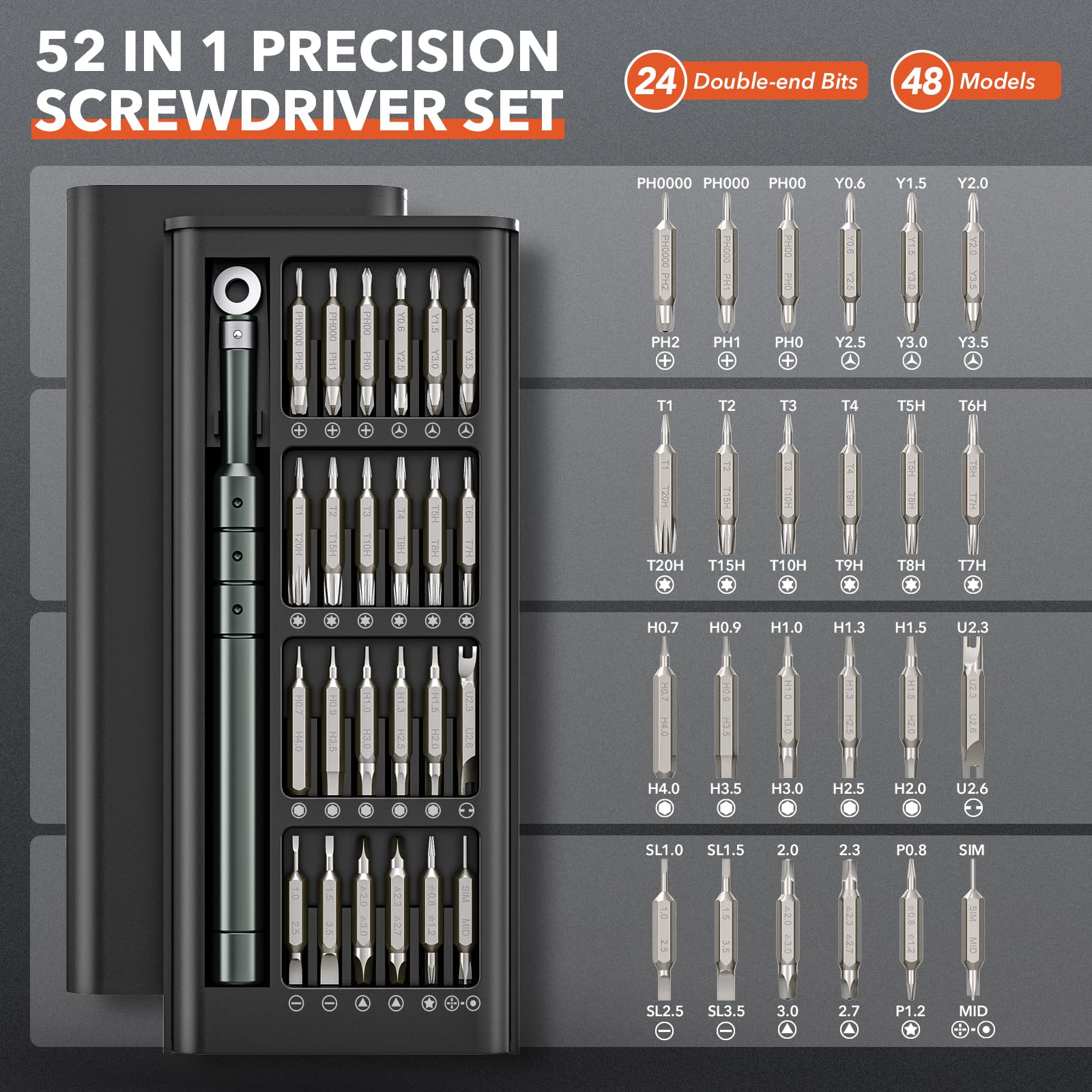 JOREST 52-in-1 Precision Screwdriver Set with Torx Bits - Magnetic Repair Tool Kit for Electronics, Eyeglasses, Watches, Laptops, PS5/4 - Perfect Valentine's Day Gift for Men & DIY Enthusiasts - Ideal for Home Repairs, Phone Fixing, and Small Device Maintenance