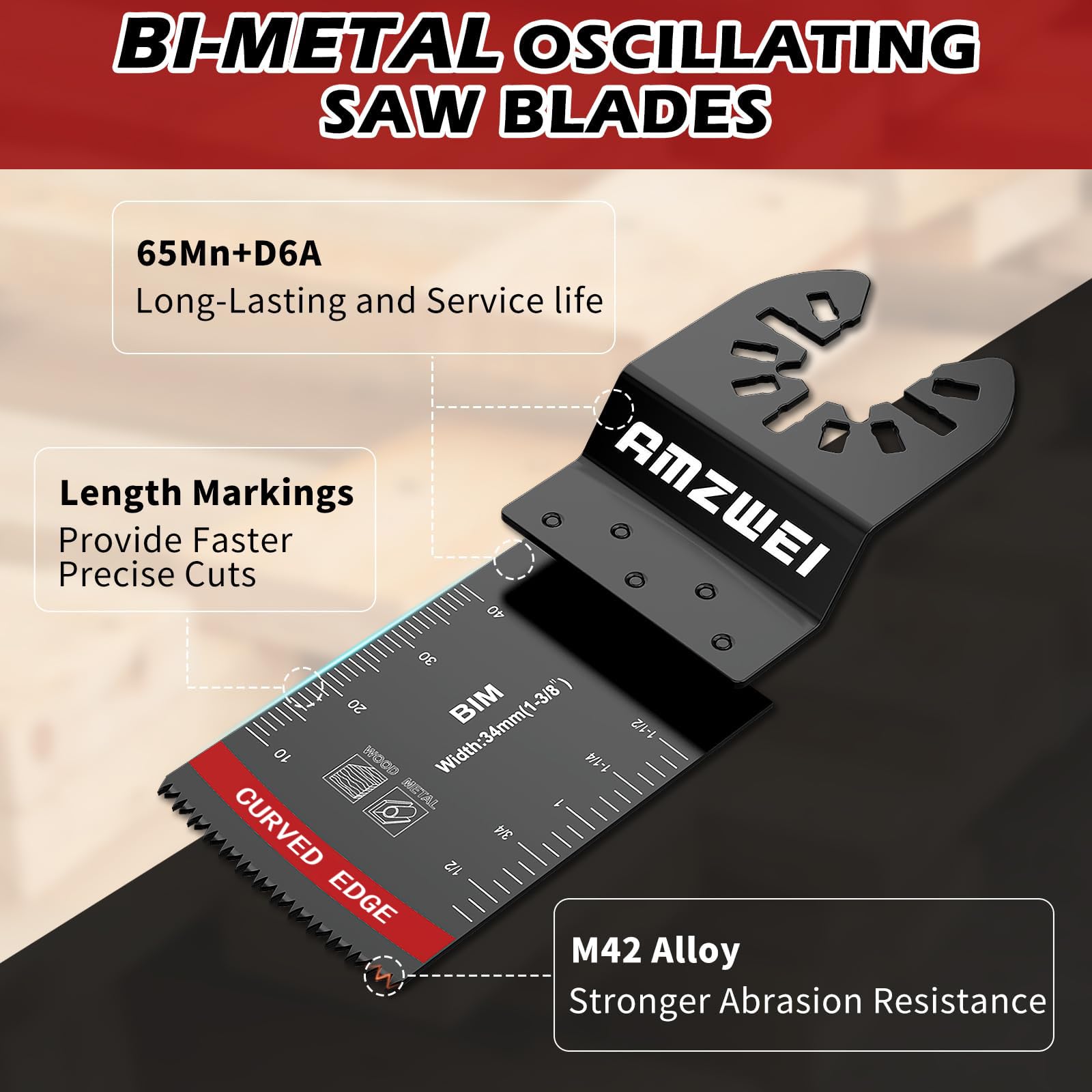 10-Piece Bi-Metal Oscillating Tool Blades Set - 1-3/8