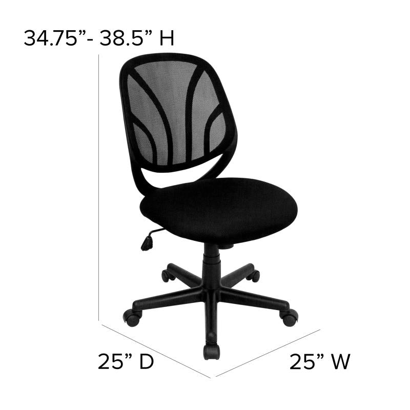 FLASH Y GO Mid Back Black Mesh Swivel Task Office Chair - Ergonomic Desk Chair for Home & Office Use, Comfortable Computer Chair for Long Hours Sitting