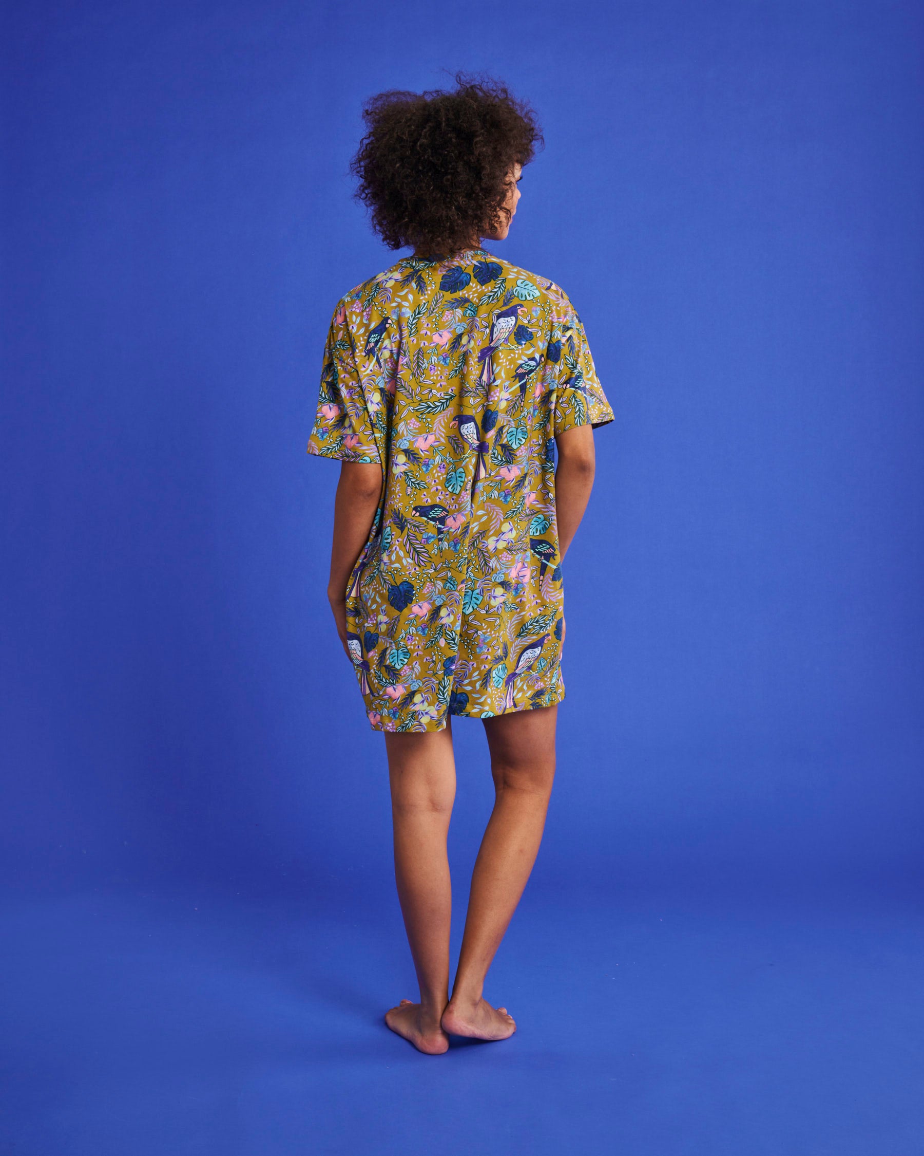 Birds of Paradise Oversized Organic Cotton T-Shirt Nightie - Soft, Comfortable Sleepwear for Women - Perfect for Lounge, Sleep & Relaxation at Home