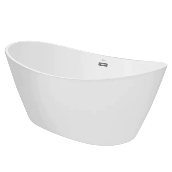 Empava 67-Inch Freestanding Soaking Bathtub - White Acrylic Luxury Tub for Bathroom (67FT1518) | Perfect for Master Bathroom, Spa Retreat & Relaxation