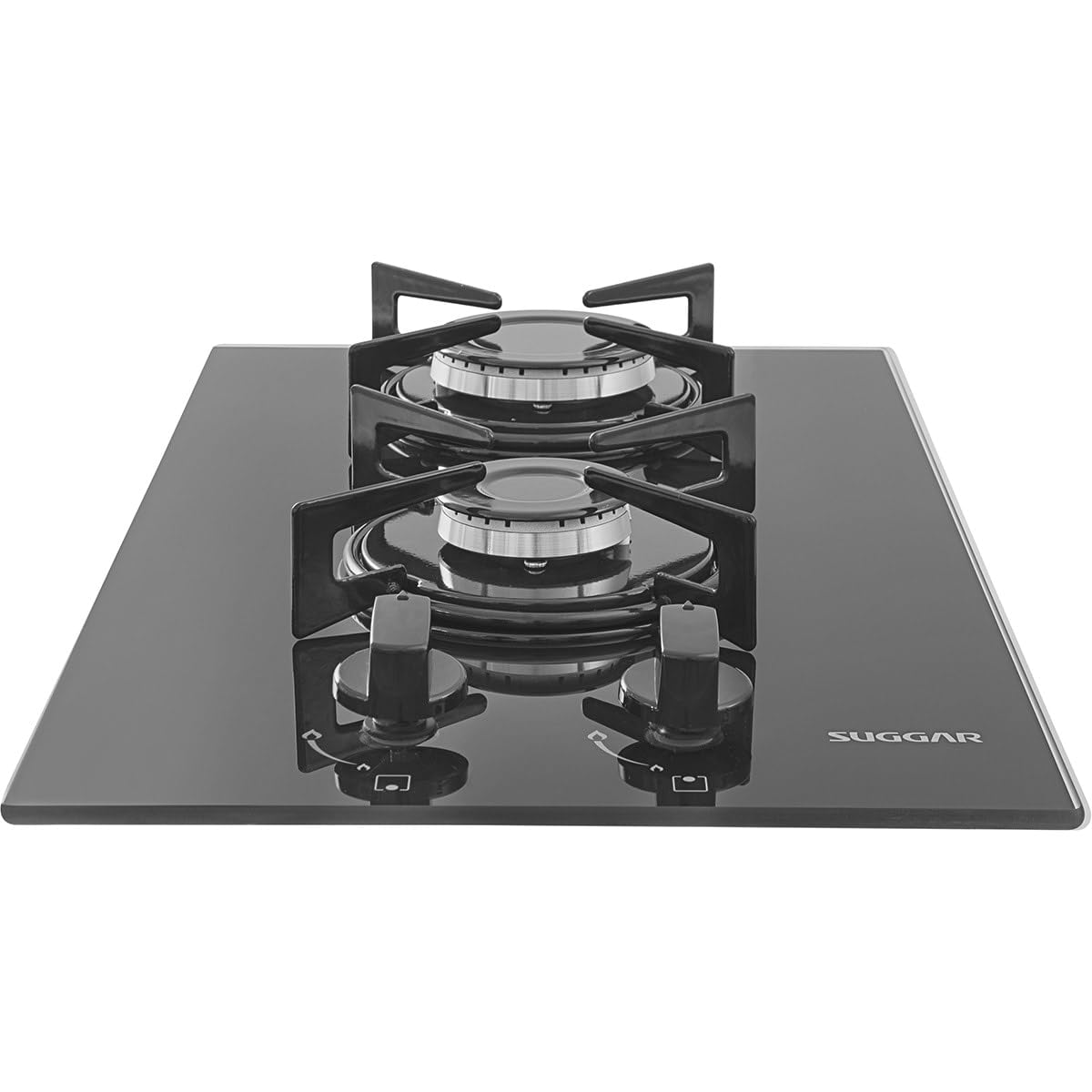 SUGGAR 2-Burner Black Glass Tabletop Gas Cooktop - FG2002VP - Portable Stove for Camping, RV, Outdoor Cooking & Small Kitchens