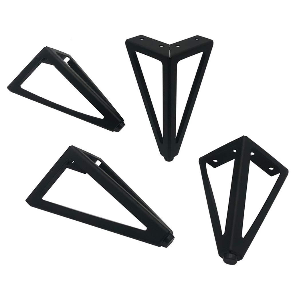 4 Pack Black Metal Furniture Legs - 15.5cm/6.1 Inch Cabinet Feet for Bathroom Vanity, TV Stand, Coffee Table, Wardrobe & Work Desk - Heavy Duty Washbasin Support & Table Foot Pads (Perfect for Home Office & Living Room Furniture Upgrade)