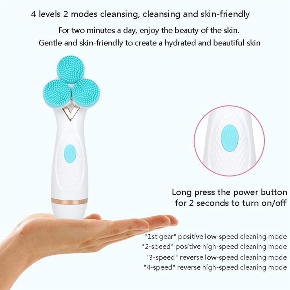 Waterproof Electric Facial Cleansing Brush - Rechargeable Spin Brush with 3 Modes & 3 Brush Heads for Exfoliating, Massaging & Blackhead Removal | Pink | Perfect for Daily Skincare Routine & Spa-Like Experience at Home