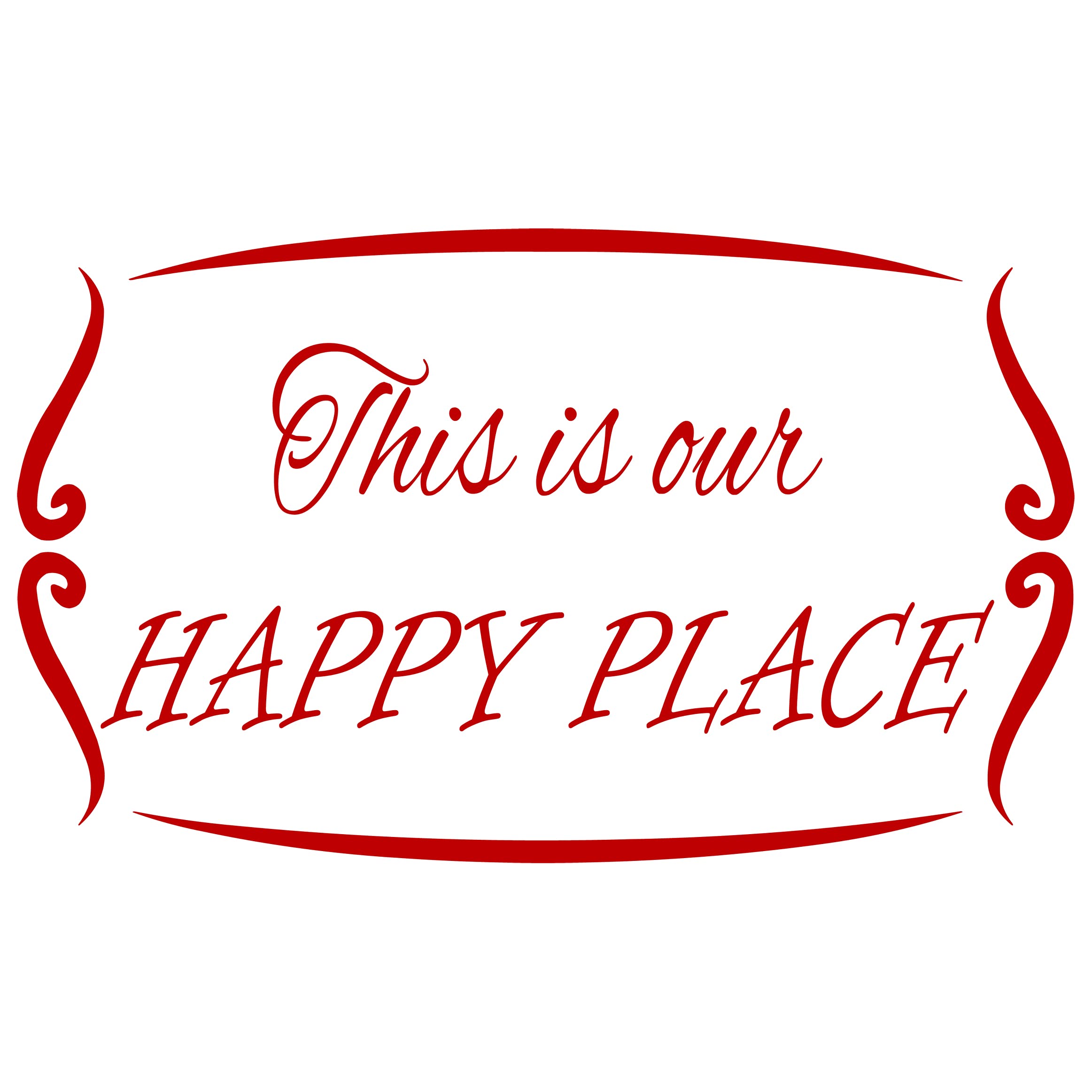 VWAQ Romantic 'This is Our Happy Place' Wall Decal - 12x20 Inches Burgundy Vinyl Sticker for Bedroom, Nursery & Home Decor - Perfect for Couples Gifts & Wedding Anniversary