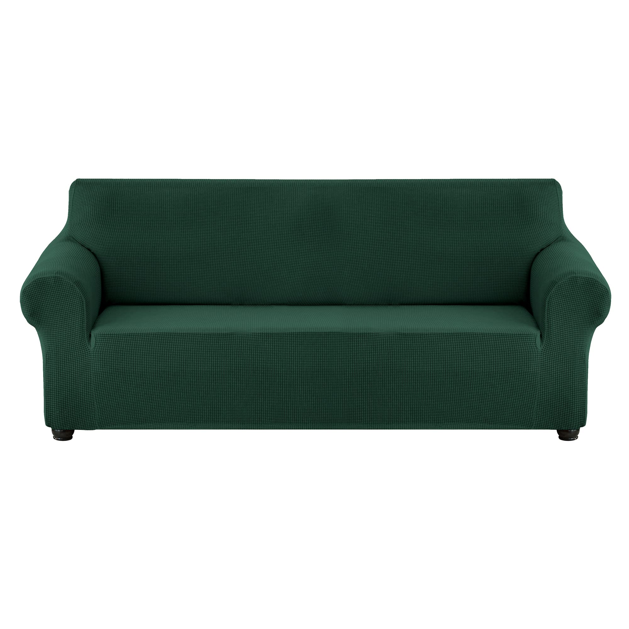 Stretch Sofa Slipcover - Waterproof Couch Cover with Elastic Bottom, Soft Furniture Protector for Pets & Kids - Dark Green Size S - Perfect for Living Room, Family Room & Pet-Friendly Homes