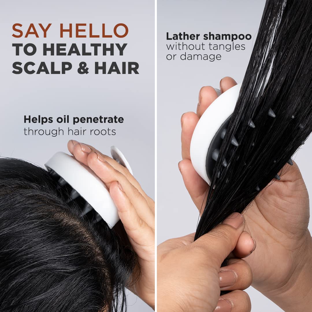 FURR Scalp Massager for Hair Growth - Soft Silicone Bristles with Removable Handle | Stimulates Blood Circulation, Reduces Dandruff & Prevents Hair Loss | Perfect for Dry Massage, Oil Treatment & Shampoo Application at Home or Salon