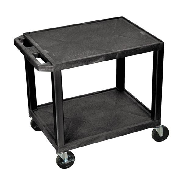 Luxor Tuffy Black 2-Shelf AV Cart with Electric Outlet - Perfect for Classrooms, Offices & Home Theater Systems