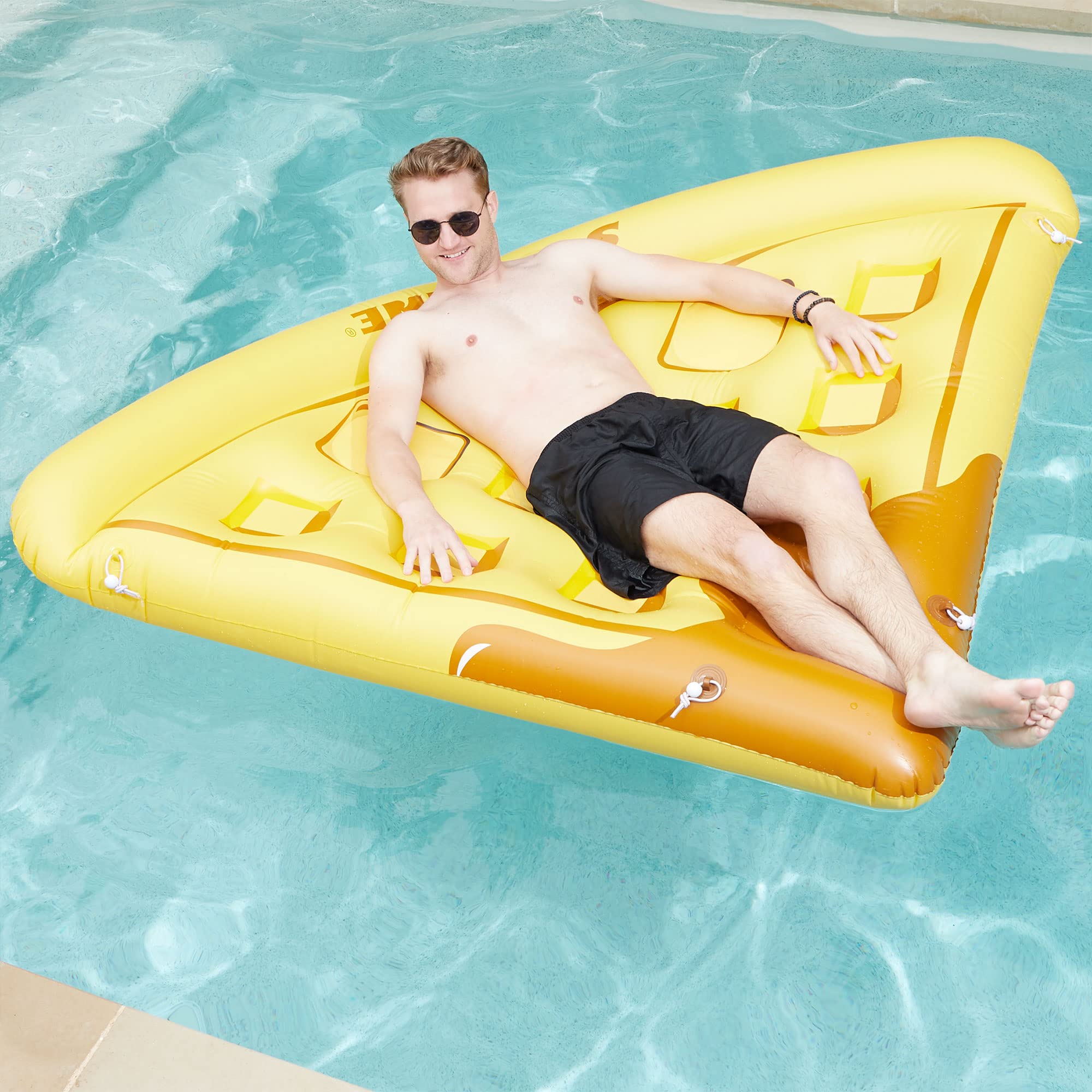 Inflatable Waffle Pool Lounge Float - Brown One Size - Comfortable Pool Float for Relaxing, Sunbathing & Lounging in Swimming Pools, Lakes or Beaches