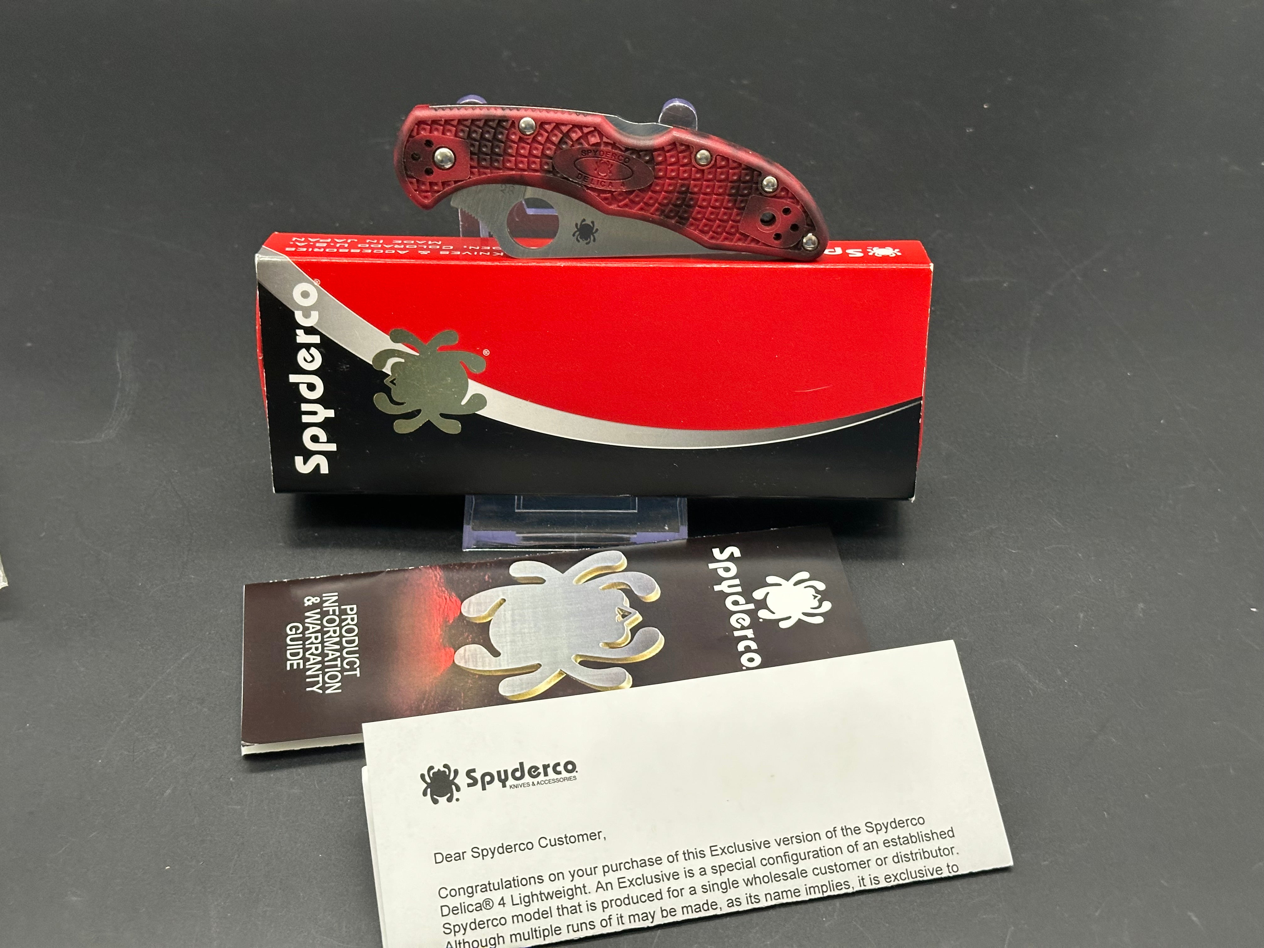 Spyderco Delica 4 Folding Knife - FRN Handle, Red/Black Zome Pattern (DLT Trading Exclusive) | EDC, Outdoor, Camping & Everyday Carry Pocket Knife