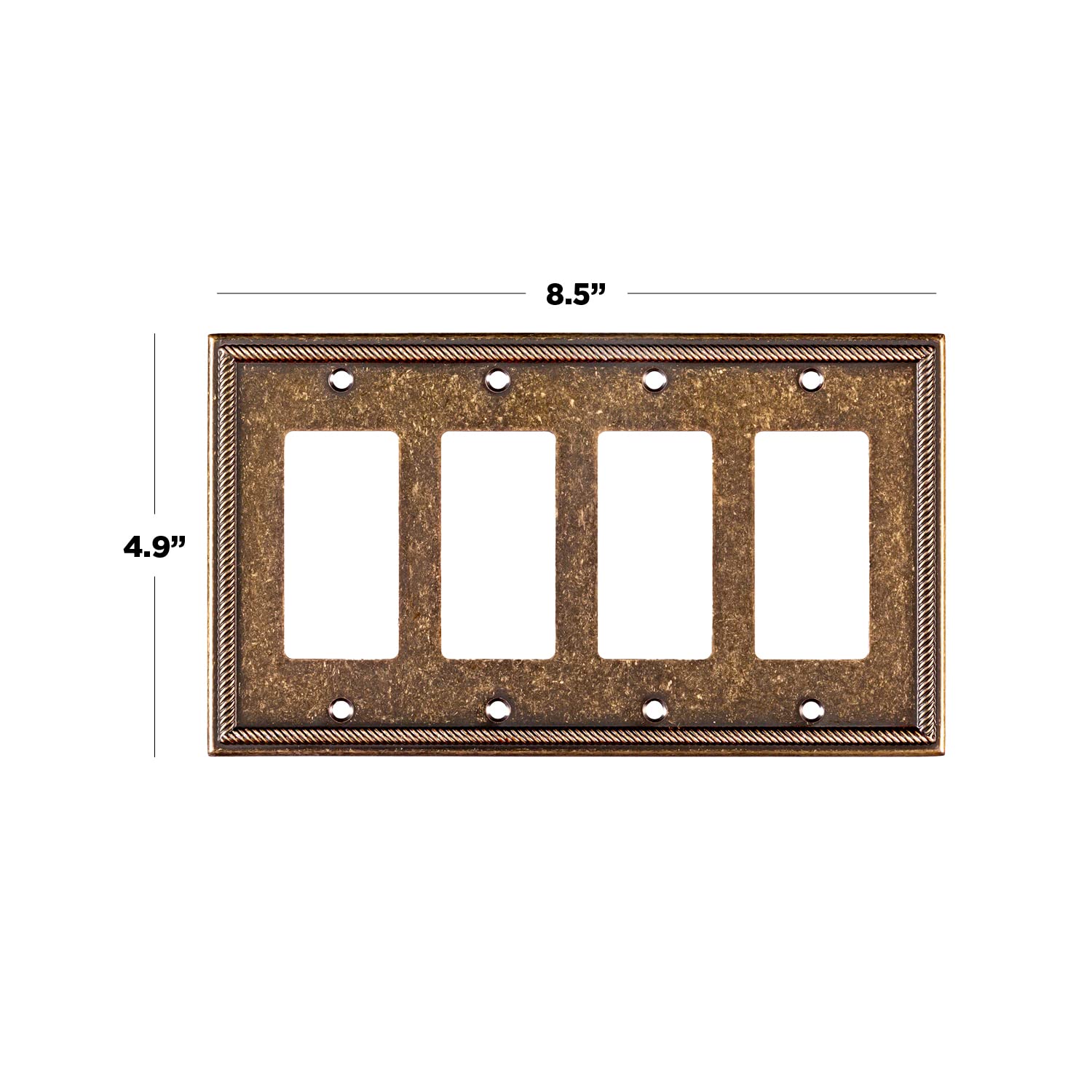 2-Pack Decorative Zinc Cast Sponged Bronze Wall Plate Outlet Covers - Rocker/Receptacle/Toggle & Combo Switch Plates (4 Decorator Size) | Ideal for Home Renovation, Living Room & Bedroom Electrical Upgrades
