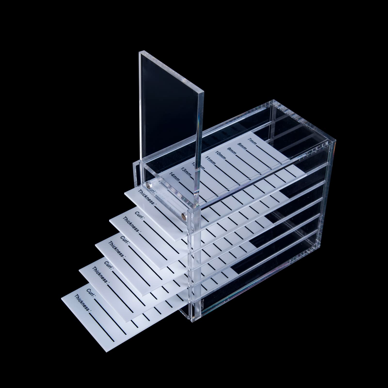 5-Layer Clear Acrylic Lash Organizer with Magnetic Cover - Professional Eyelash Extension Storage Tray for Salon & Home Use - Transparent Lash Tile System for Easy Organization