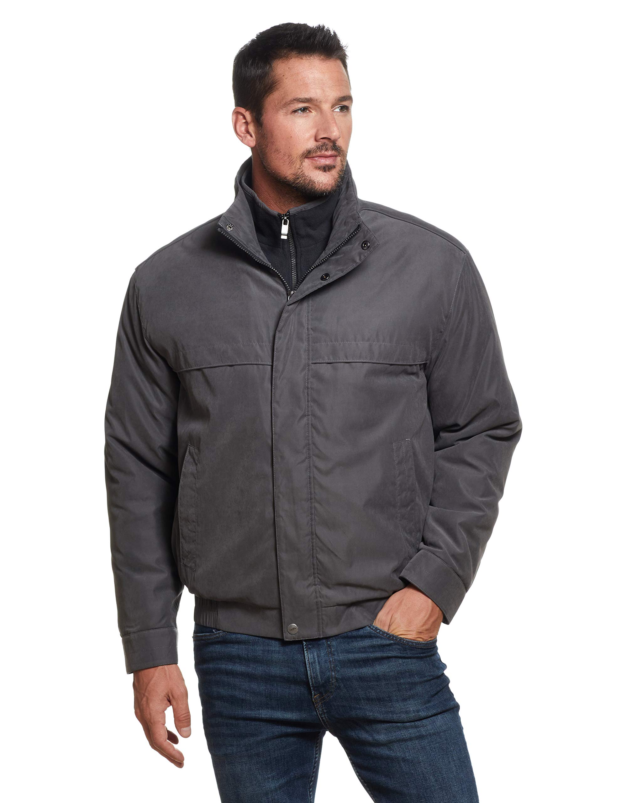 Men's Lightweight Micro-Suede Water Resistant Zip Bomber Jacket - Weatherproof Windbreaker for Outdoor Activities, Travel & Casual Wear