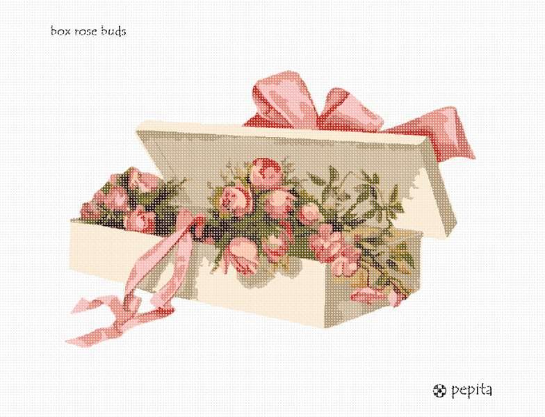 Pepita Needlepoint Canvas - Box Rose Buds Design 14