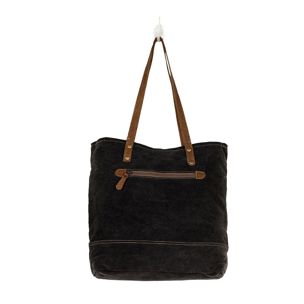 Myra Bag Dream Catcher Tote Bag - Upcycled Canvas, Rug & Leather Handbag (Style S-2539) | Boho Chic Purse for Women, Beach Bag, Festival Accessory & Everyday Carry