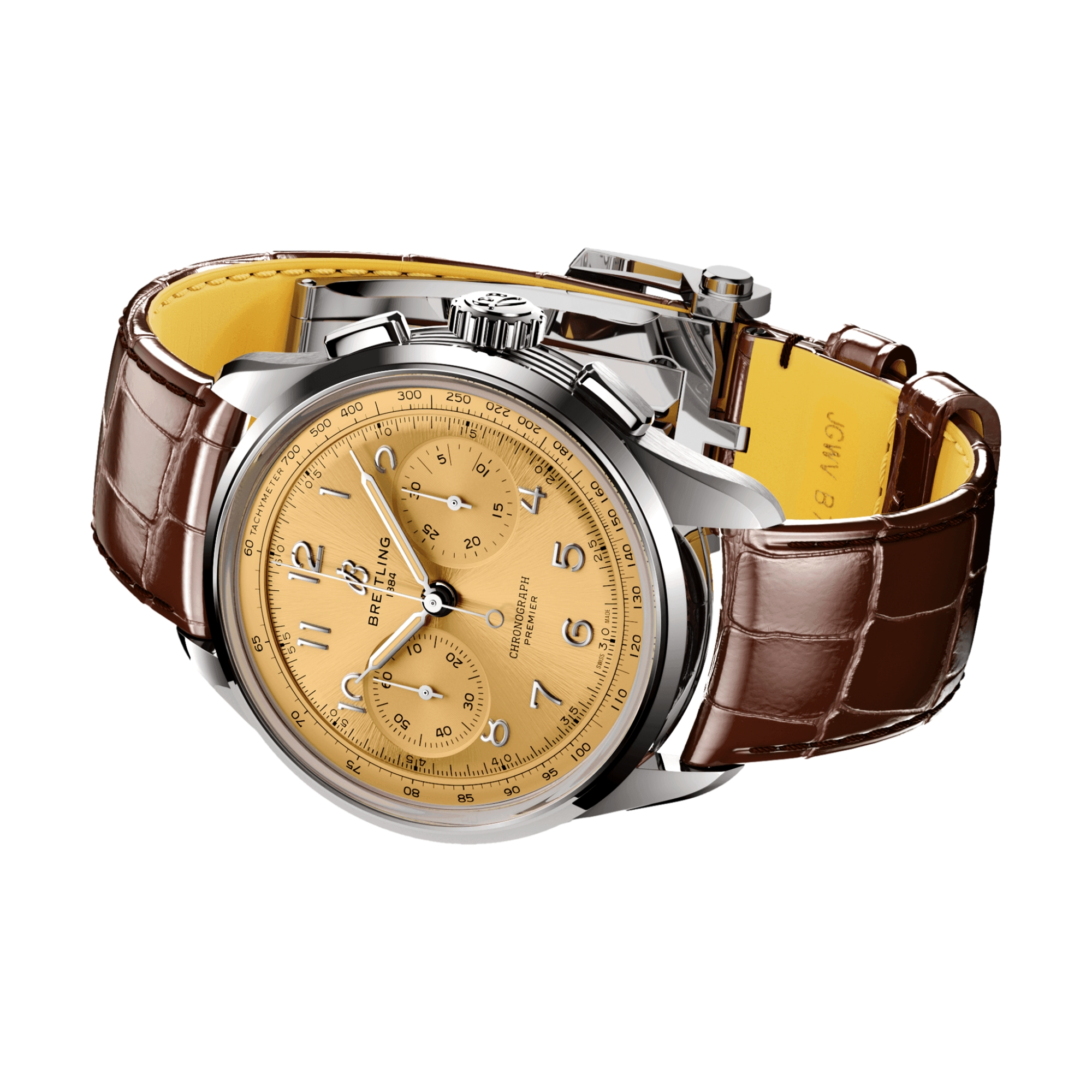Premier B09 Chronograph 40mm Champagne Leather Strap Watch - Luxury Timepiece for Business Meetings & Formal Occasions