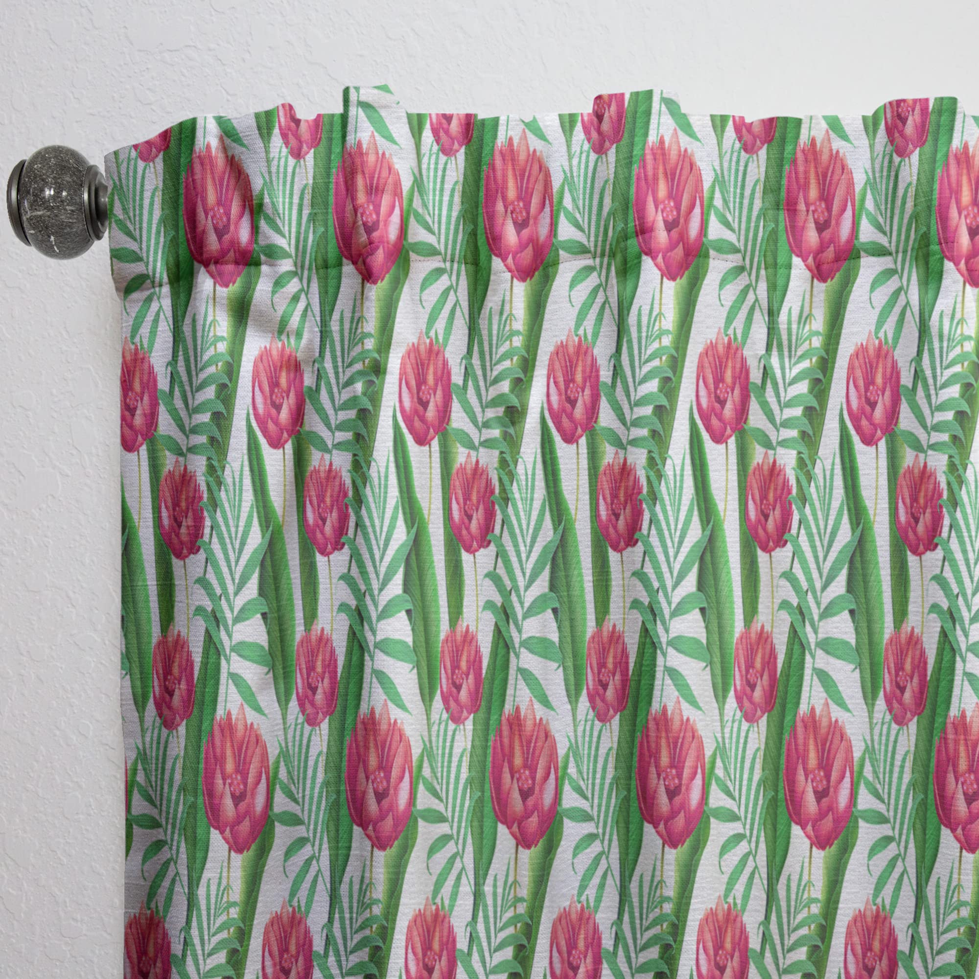 DesignQ Red Tropical Flowers Thermal Insulated Curtains - 52x63 Inch Single Panel for Bedroom & Living Room - Perfect for Home Decor, Sun Protection & Energy Savings