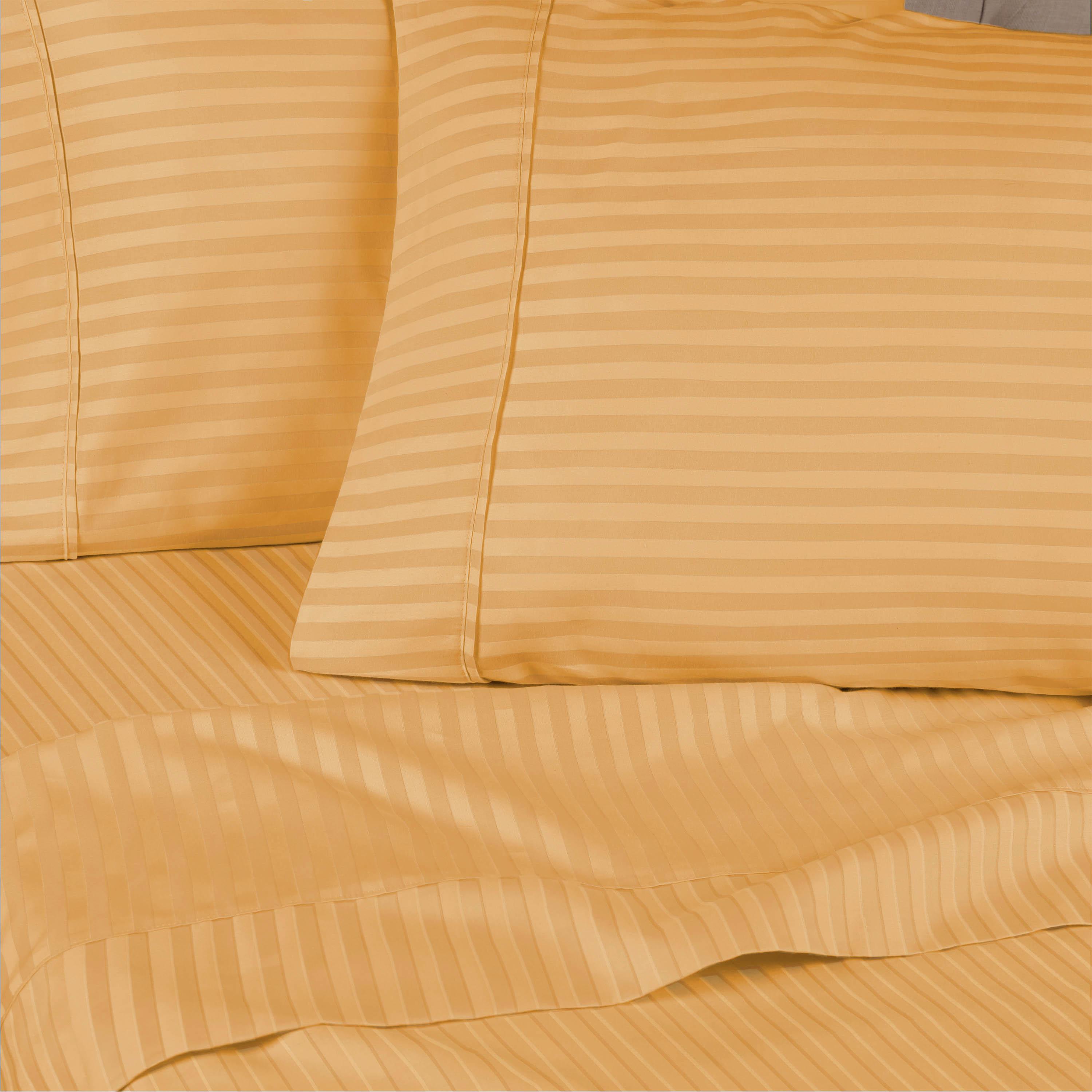 Premium 300 Thread Count Egyptian Cotton Sheet Set - Deep Pocket, Striped Design for Ultimate Comfort & Luxury - Perfect for Master Bedrooms, Guest Rooms & Hotels