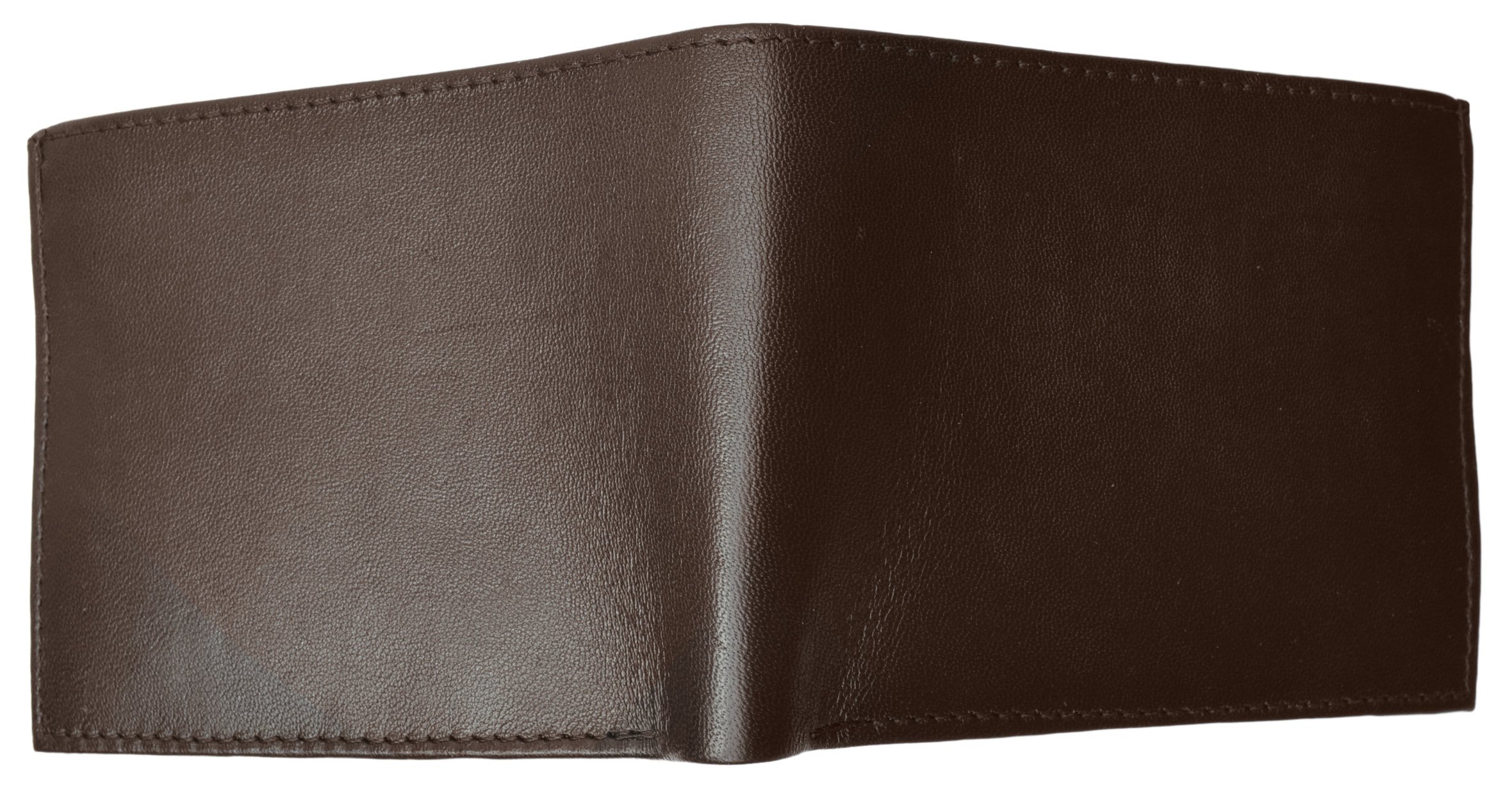 Genuine Leather Men's Bi-Fold Wallet with Fixed Flip-Up ID Window - Brown | Slim RFID Blocking Wallet for Everyday Carry & Travel