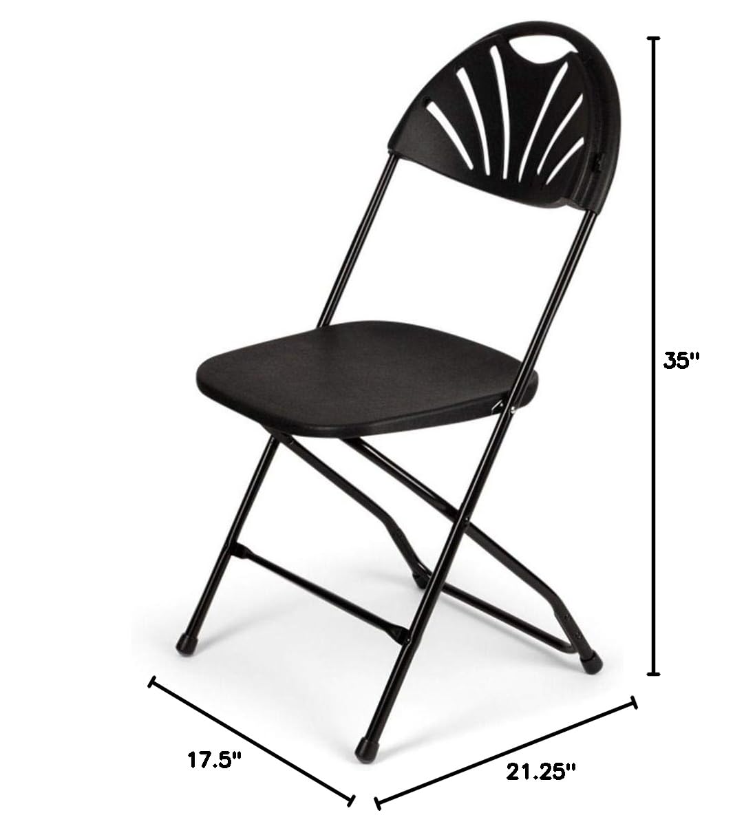 TitanPRO Black Fanback Plastic Folding Chairs - Heavy Duty 18 Gauge Steel Frame Stackable Dining Chairs - Commercial Grade for Outdoor, Wedding, Party & Event Seating - 10 Pack - Perfect for Banquets, Catering & Backyard Gatherings