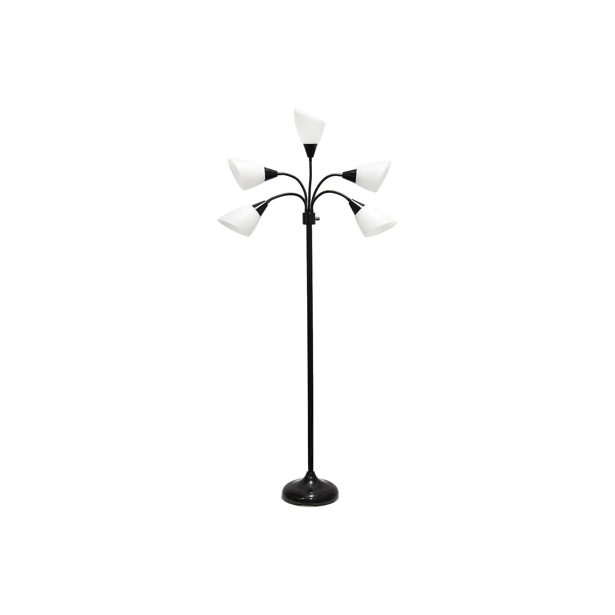 Adjustable 5-Light Gooseneck Metal Floor Lamp - Simple Designs National Brand - Black (LF2006 BAW) - Perfect for Living Room, Bedroom, or Office Lighting