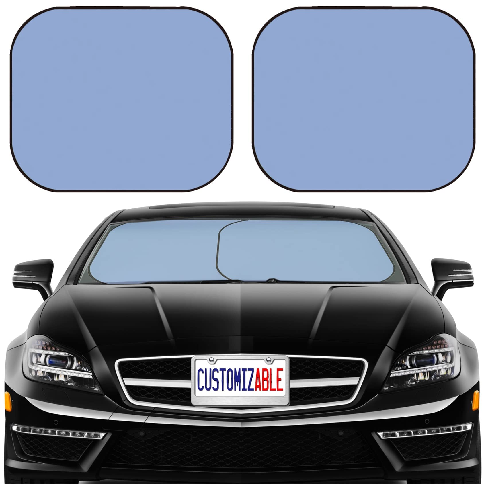 Maizi 2-Piece Foldable Car Windshield Sun Shade - Universal Fit for Sedan, SUV, Truck | Blocks Sun Glare, UV Rays & Heat | Protects Car Interior (Serenity Color) | Perfect for Summer Parking & Road Trips