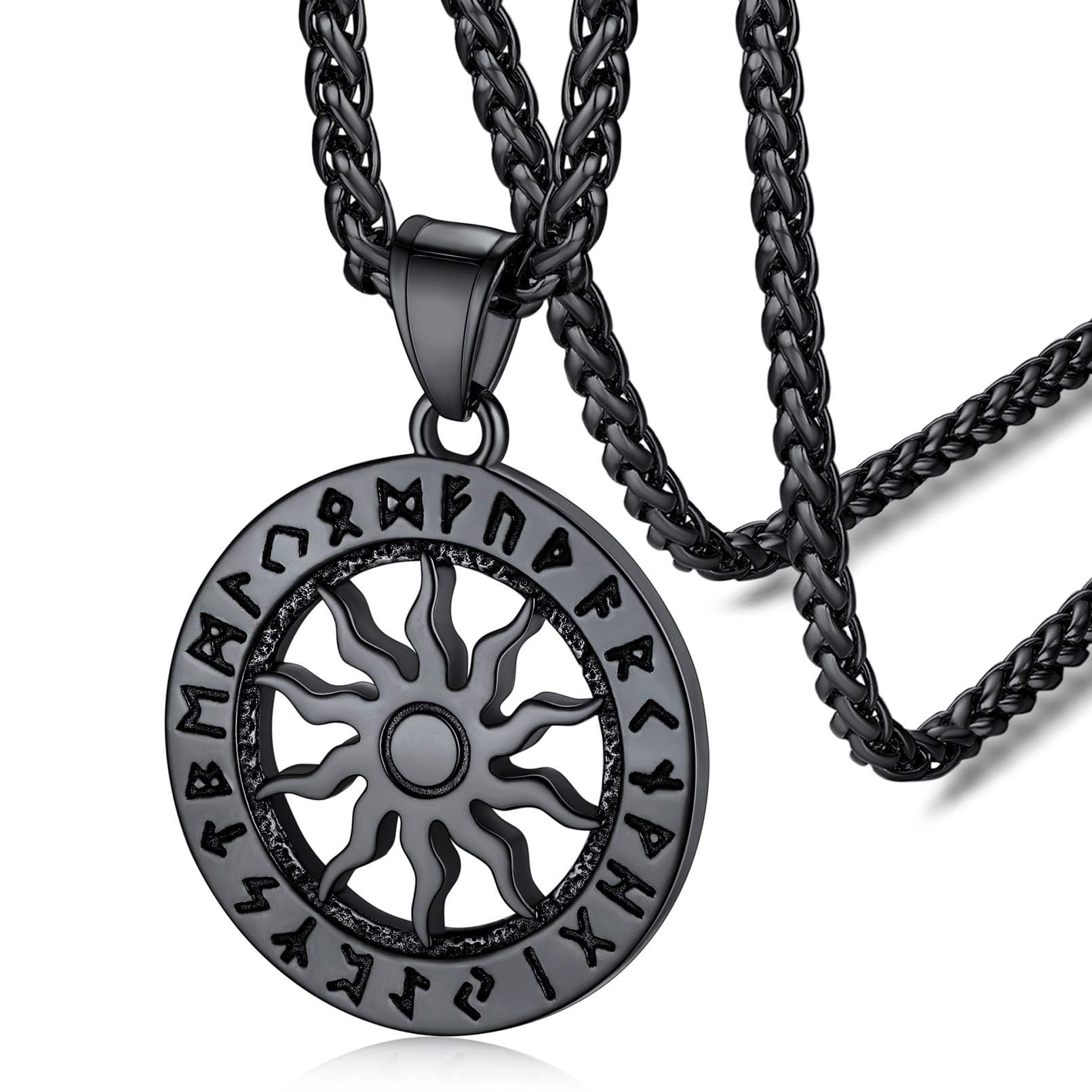FaithHeart Norse Viking Rune Necklace - Adjustable Braided Leather & Stainless Steel Chain for Men & Women - Vintage Amulet Jewelry Gift with Elegant Box - Perfect for Viking Lovers, Cosplay, Medieval Reenactments & Unique Gift Occasions