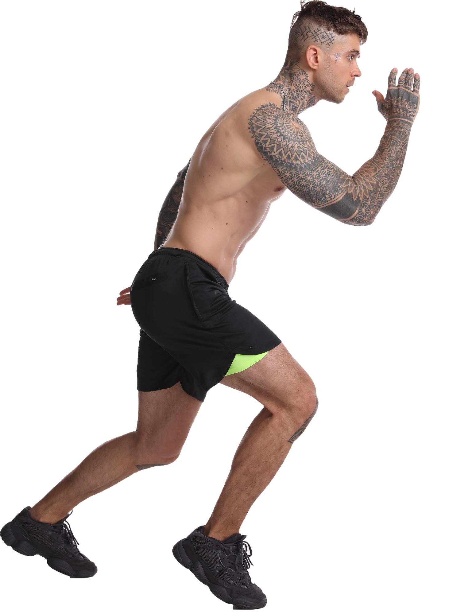 YKB Men's 2-in-1 Workout Running Shorts - Lightweight Quick Dry Gym & Yoga Training Shorts with Liner for Jogging, Basketball & Athletic Activities - Perfect for Gym, Running and Outdoor Sports