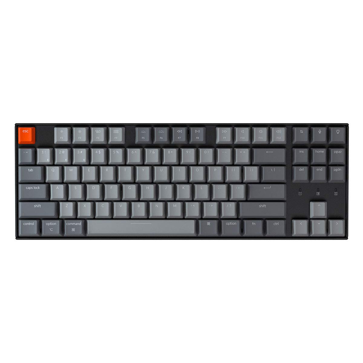Keychron K8 Hot-Swappable Wireless Bluetooth & Wired USB Mechanical Keyboard - 87-Key Tenkeyless Design with Gateron G Pro Blue Switches, White LED Backlight, N-Key Rollover - Compatible with Mac & Windows - Perfect for Gaming, Coding & Office Work