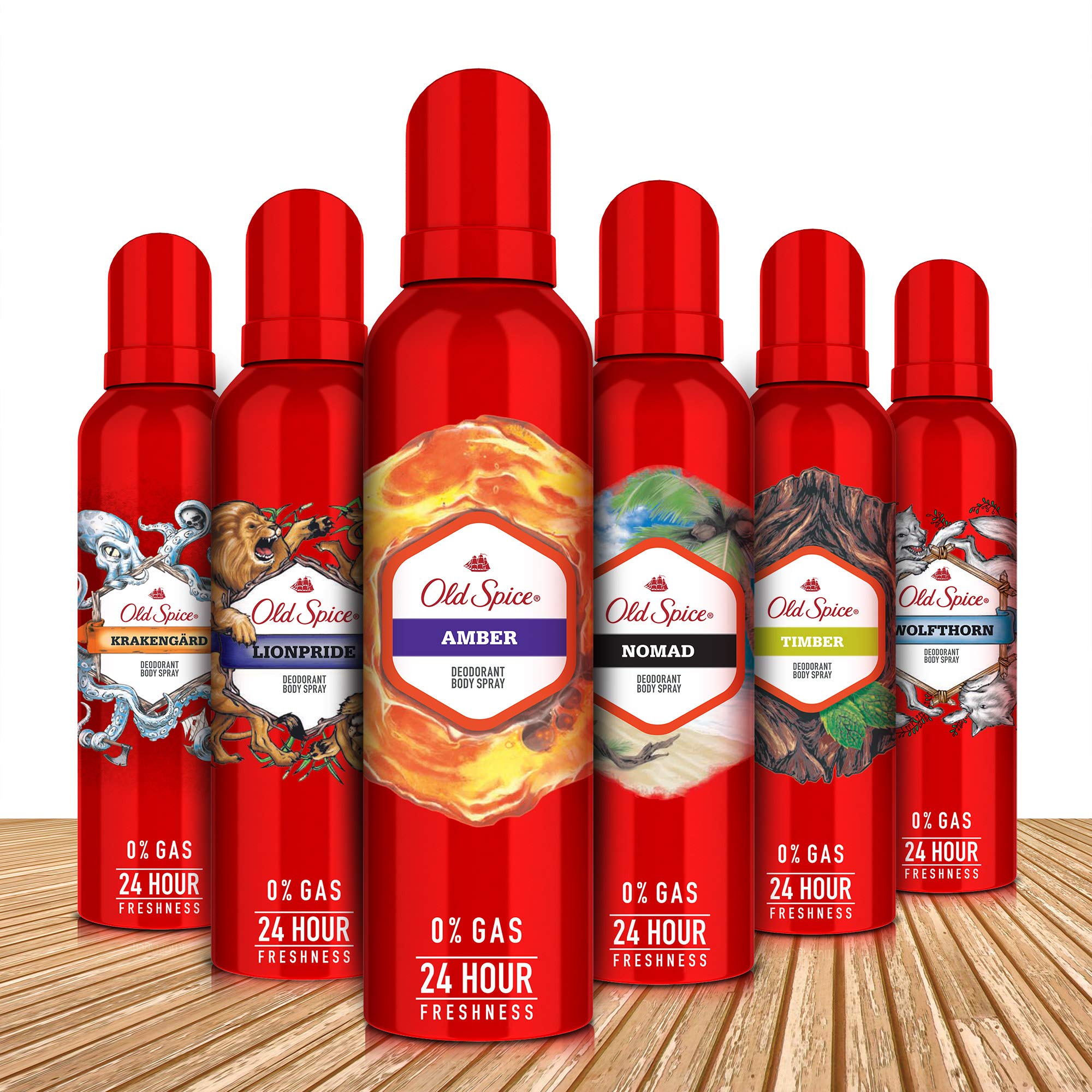 Old Spice Amber No Gas 24-Hour Long-Lasting Freshness Deodorant & Body Spray for Men, 140ml - Perfect for Gym, Work & Everyday Use