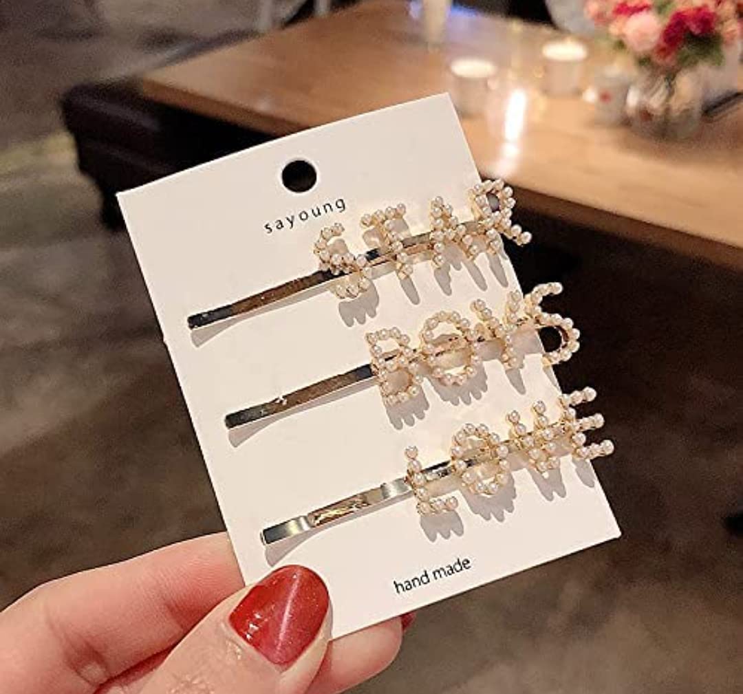 HOMEMATES Korean Style Pearl Hair Clips for Women - Large Pearl Hair Pins Barrette, Fashion Hair Accessories for Girls & Women (Pack of 6) - Perfect for Weddings, Parties & Everyday Elegant Hairstyles