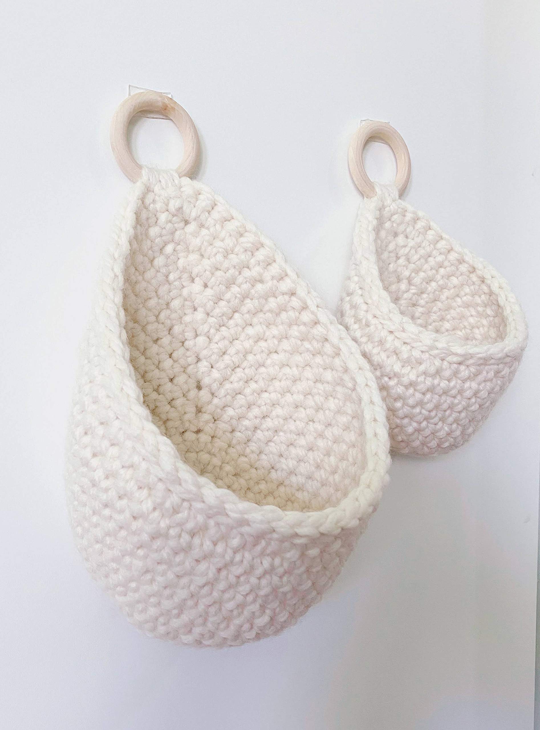 Handmade Crochet Wall Hanging Basket - Boho Home Decor for Plants, Flowers & Storage | Perfect for Living Room, Bedroom, Bathroom & Nursery Decor