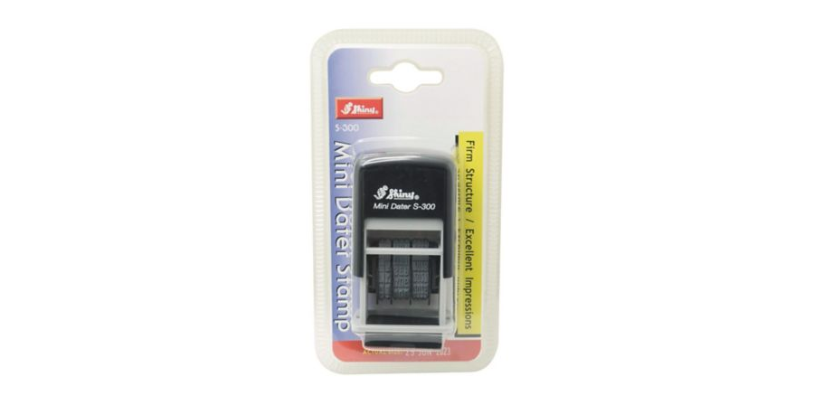 Shiny S 300 Date Stamp - Black 3mm Self-Inking Stamp for Office, Business, and Document Organization