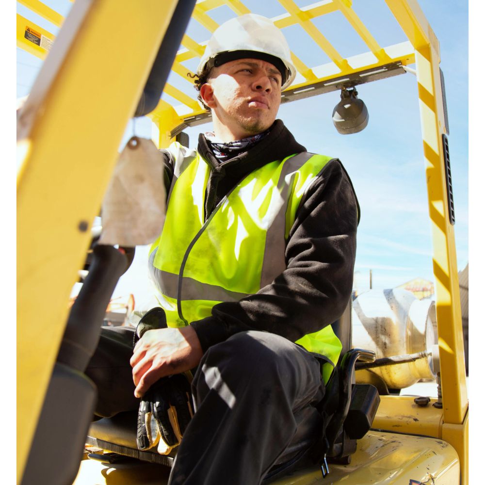 212 Performance VSTGU 8810 High Visibility Safety Vest - Large Yellow with Reflective Gray Strips for Construction, Road Work & Emergency Response