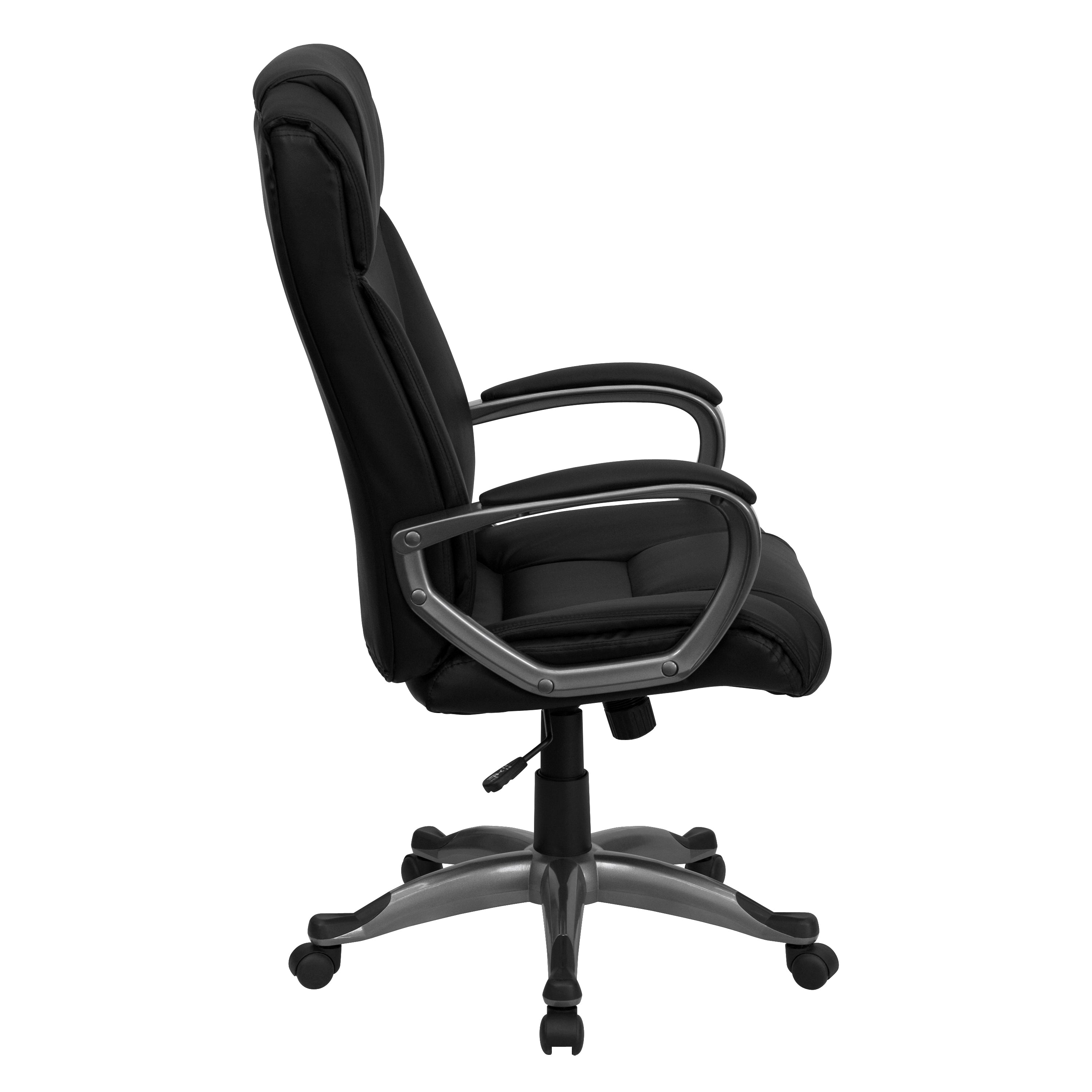 Premium FLASH Hansel High Back Black LeatherSoft Executive Swivel Office Chair with Adjustable Arms - Ergonomic Desk Chair for Home Office, Conference Room & Workspace