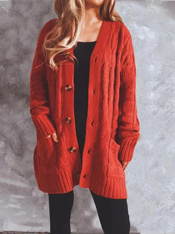 Women's Long Twist Pocket Cardigan Sweater - Cozy Knit Open Front Wrap for Fall & Winter | Perfect for Office, Casual Outfits & Layering