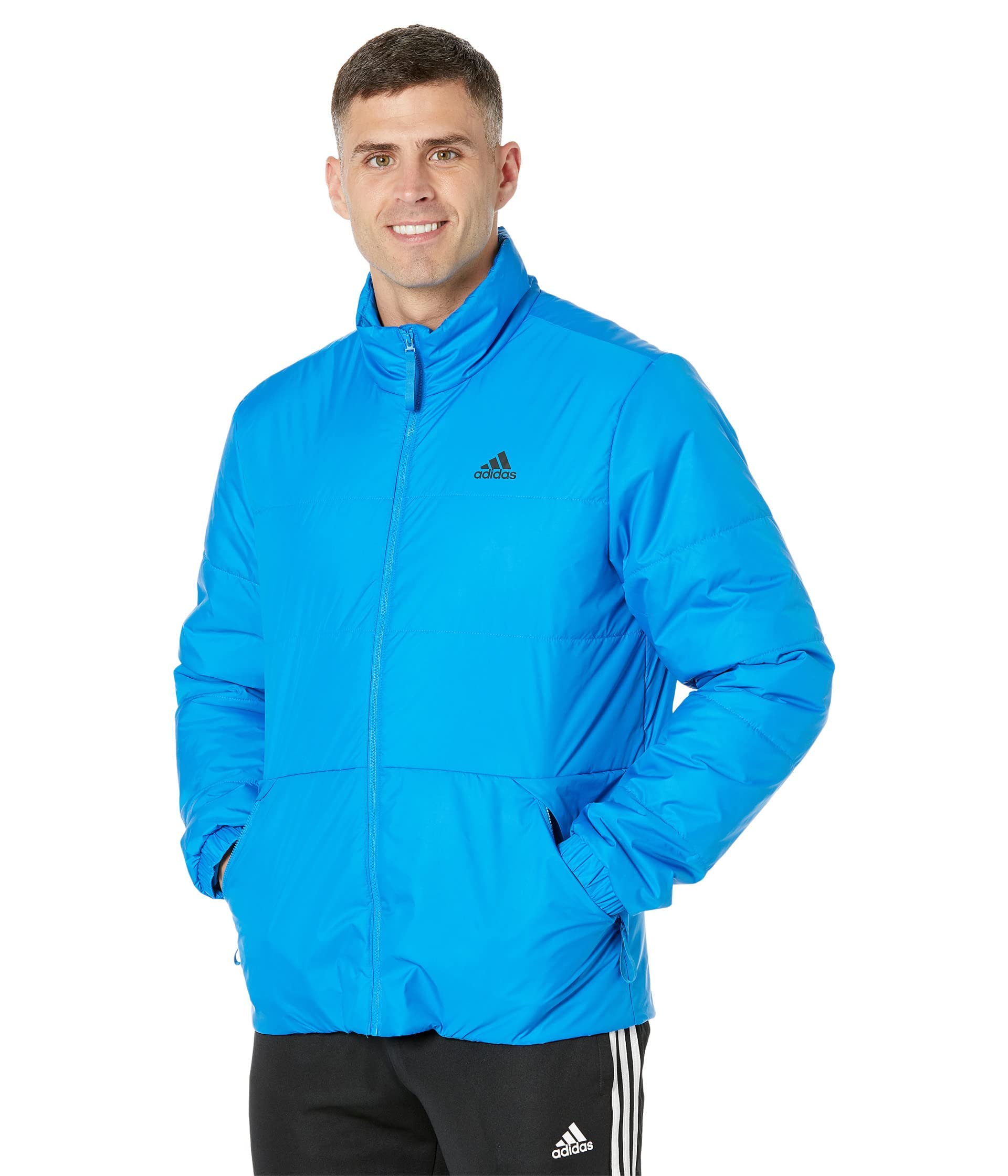 Adidas Men's Basic 3-Stripes Insulated Jacket - Lightweight Winter Coat for Running, Hiking & Outdoor Activities