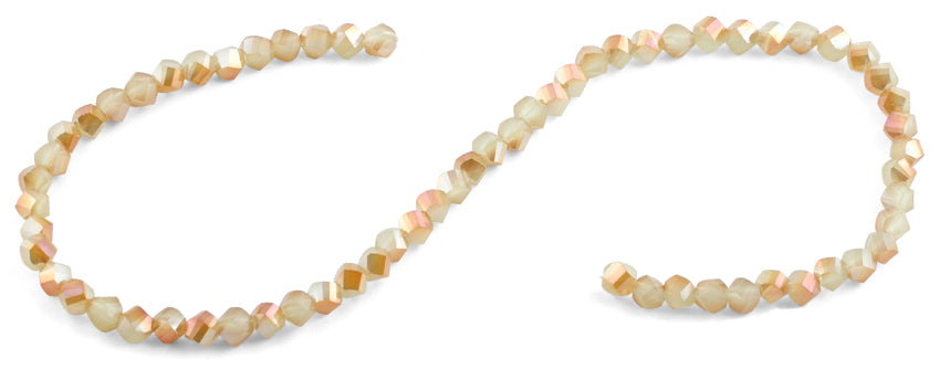 6mm Tan Twist Faceted Crystal Beads for Jewelry Making - DIY Necklace, Bracelet & Earrings Supplies - Perfect for Boho, Wedding & Craft Projects