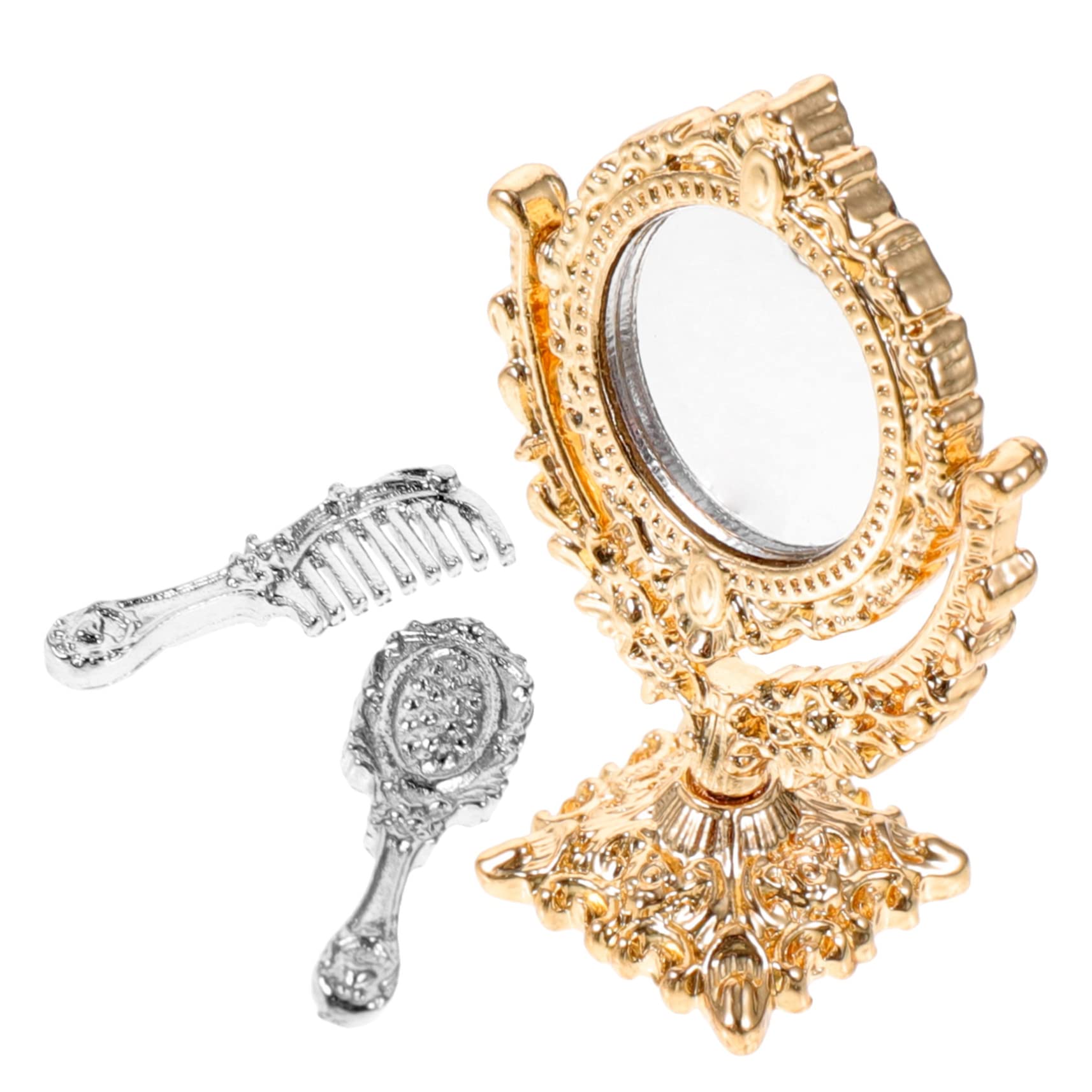 BRIGHTFUFU Mini Mirror Set for Kids - Tiny Dollhouse Accessories, Alloy Miniature Comb Mirrors for Toy Houses, Kids Cosmetic Play | Perfect for Dollhouse Decor, Pretend Play & Collectibles