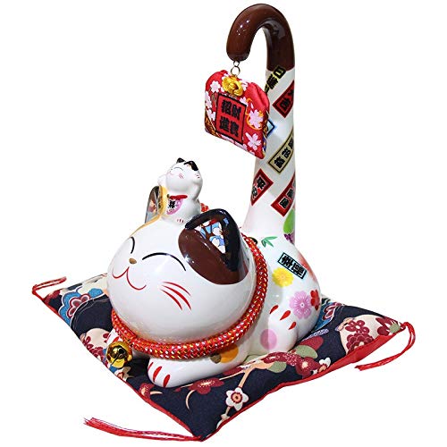 9 Inch Ceramic Maneki Neko Lucky Cat Money Bank - Japanese Fortune Cat Feng Shui Decoration, Wedding Gift & Cash Box for Home Office Decor | Nostalgic Collectible for Wealth & Good Luck