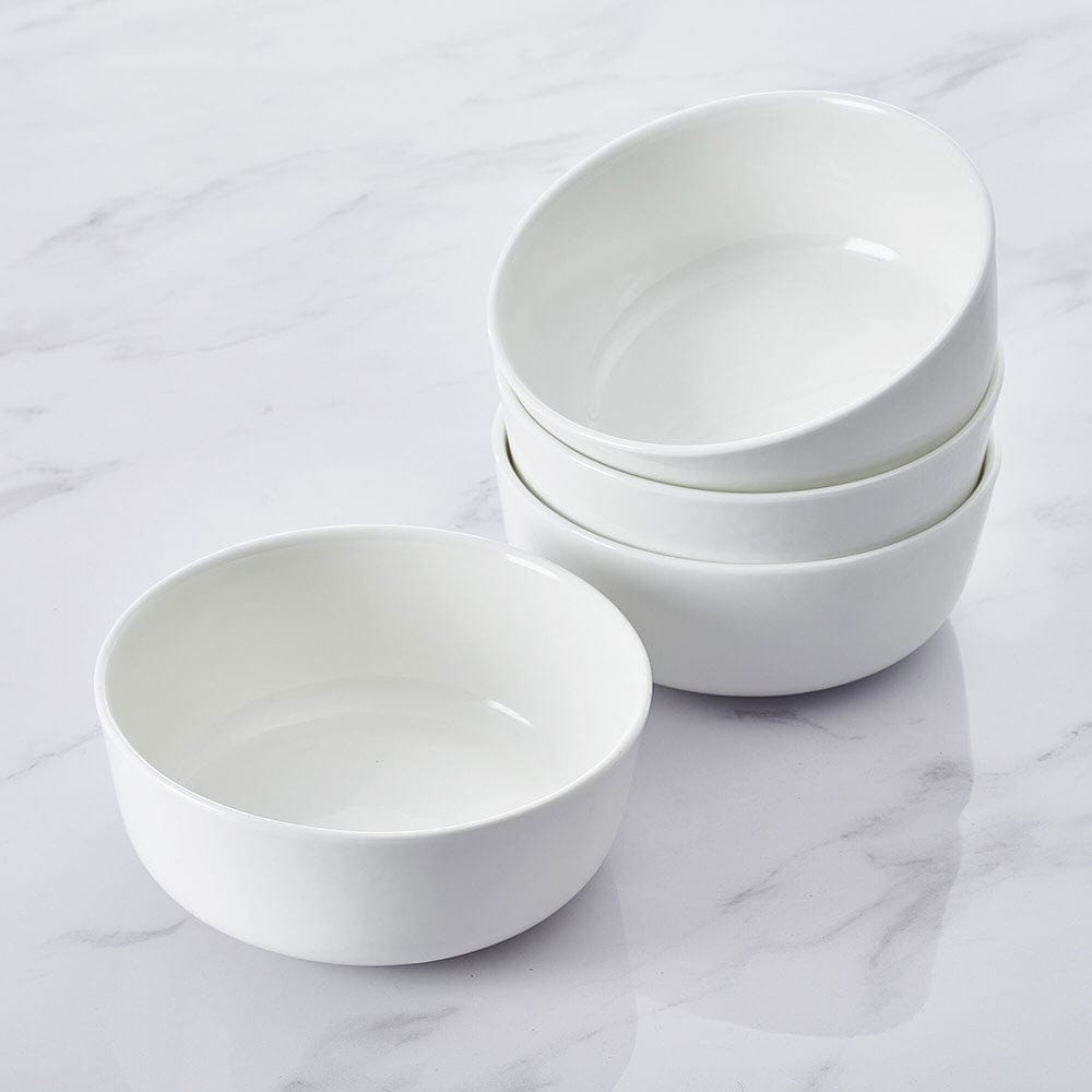 Samantha 4-Piece Ceramic Soup & Cereal Bowls Set - Durable, Microwave & Dishwasher Safe - Perfect for Breakfast, Lunch, and Family Dining