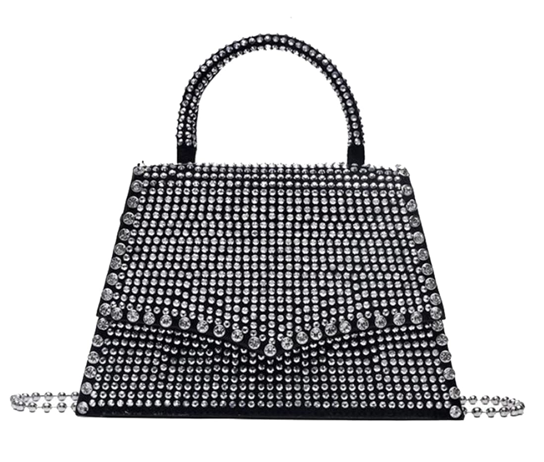 Sparkling Rhinestone Evening Purse for Women - Elegant Crossbody & Top Handle Glitter Handbag for Party, Club, Wedding & Special Occasions | Crystal Embellished Clutch Bag with Chain Strap