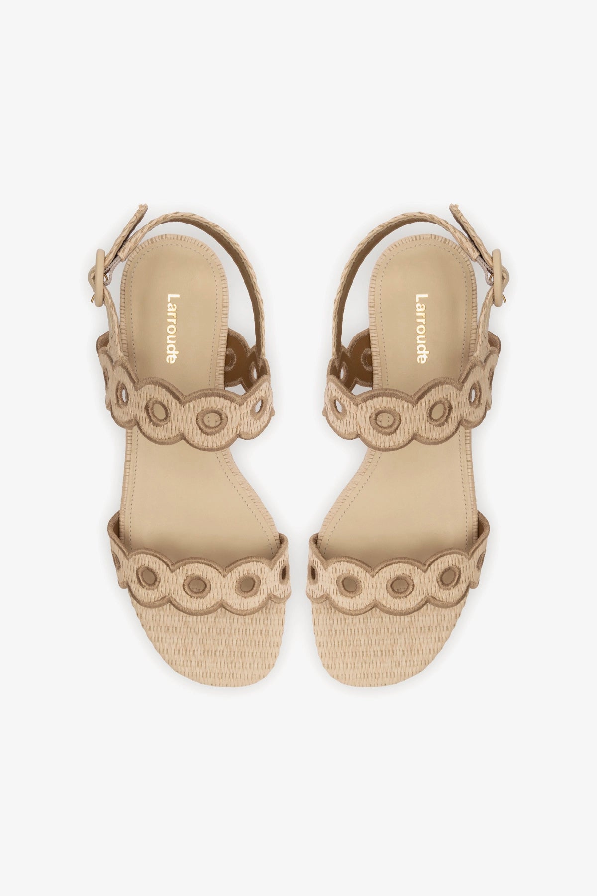 Florence Broderie Flat Sandal - Natural Raffia & Hazelnut Trimming Women's Summer Sandals | Perfect for Beach, Vacation & Casual Outings