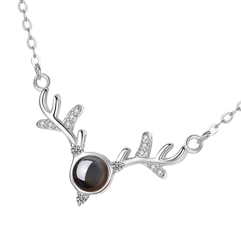 VALICLUD Christmas Crystal Reindeer Necklace - Sterling Silver Animal Jewelry with Antler Charm, Elegant Clavicle Chain for Women | Perfect Gift for Holidays, Parties & Special Occasions