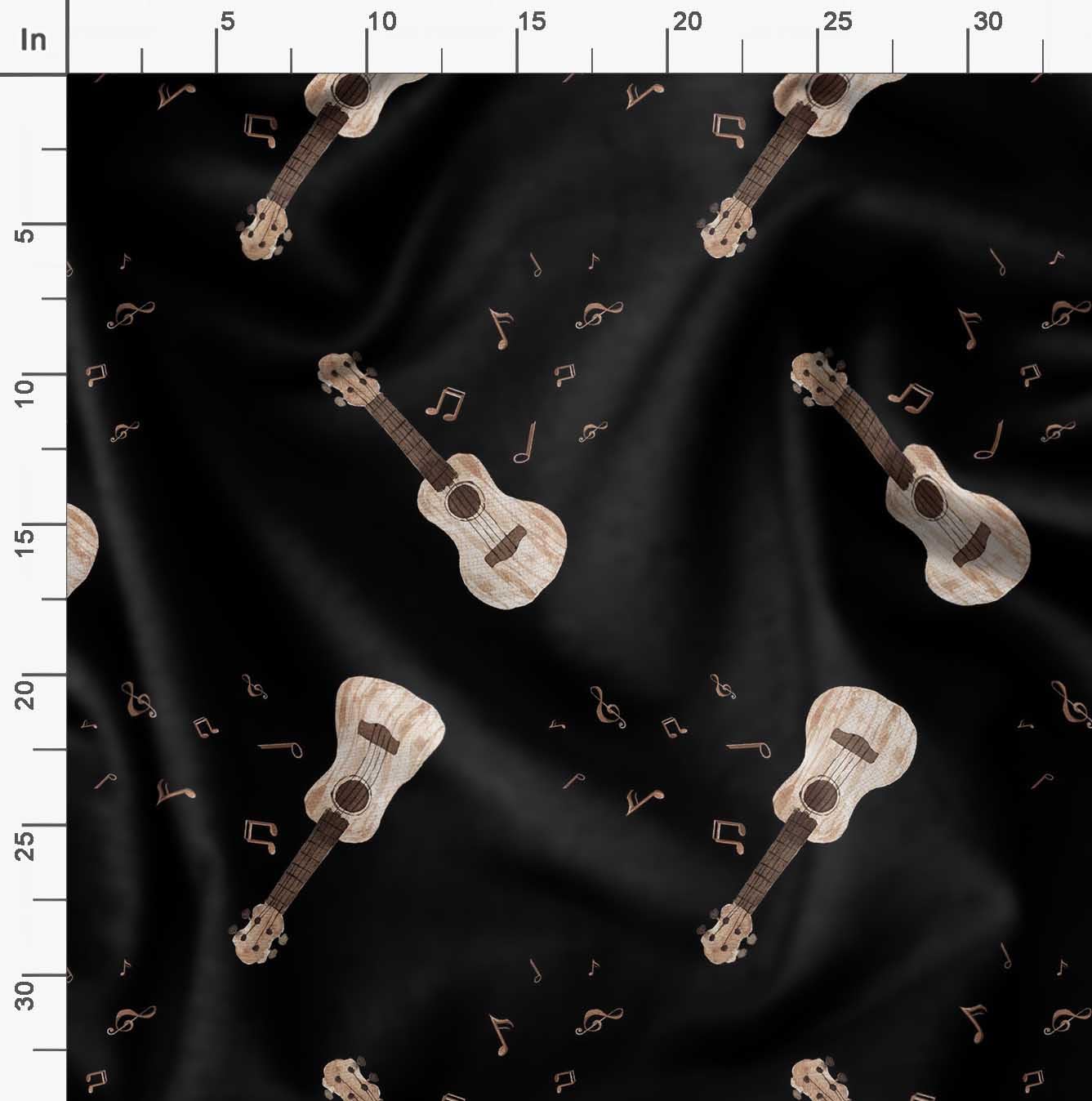 Soimoi Black Polyester Crepe Fabric by The Yard - 42 Inch Wide - Musical Instrument Print Fabric for Apparel & Home Decor - Perfect for Dresses, Curtains & Craft Projects
