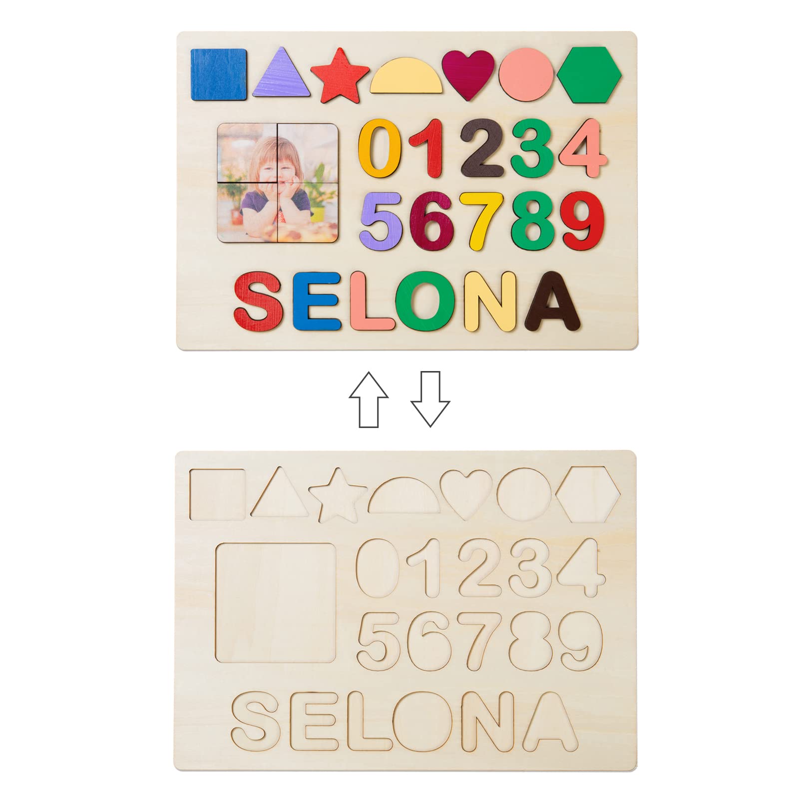 Personalized Wooden Name Puzzle for Kids - Custom Educational Toy with Numbers & Photos - Perfect for Birthdays, Learning & Home Decor